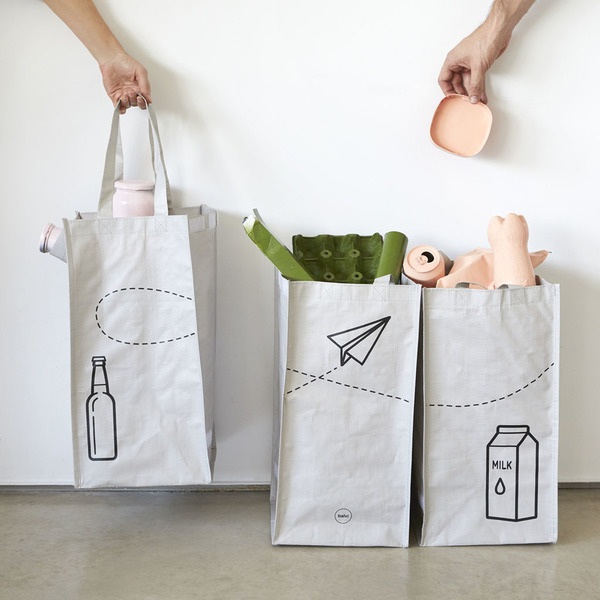 Balvi Set bolsas reciclaje Tidy Trash gris-27449 Ahorra y exporta