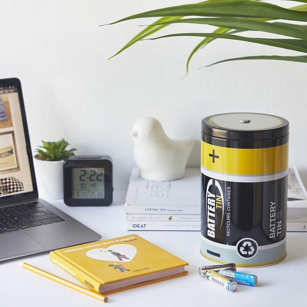 Balvi Contenedor pilas gastadas Battery Tin lata-27238 Tienda de fábrica