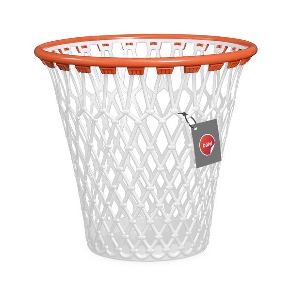 Balvi Balvi - Basket papelera. Con diseño divertido de canasta de baloncesto. Color blanco. Fabricado en pl