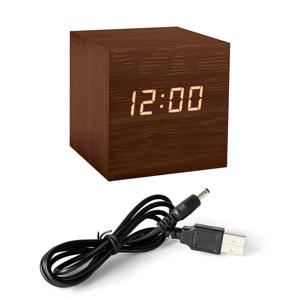Balvi Balvi - Kubo despertador digital de madera. Con 3 alarmas calendario termómetro y nivel de brillo a Rebajas baratas