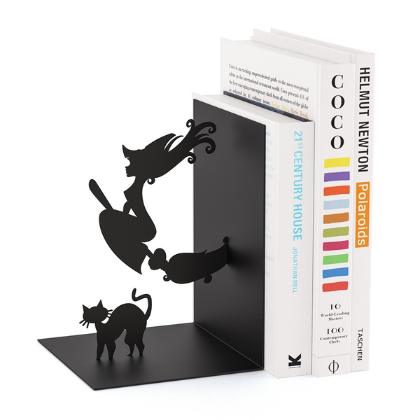 Balvi Balvi sujeta libros Magic Color negro En forma de bruja Metal 17 cm