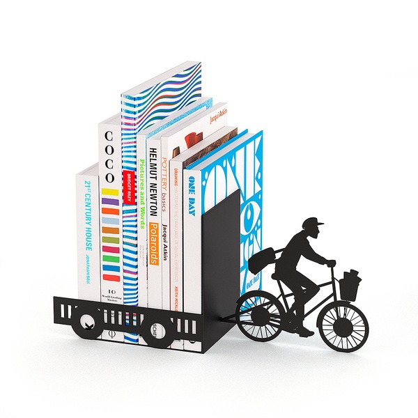 Balvi Balvi Sujeta libros Postman Color negro Decorativo Metal