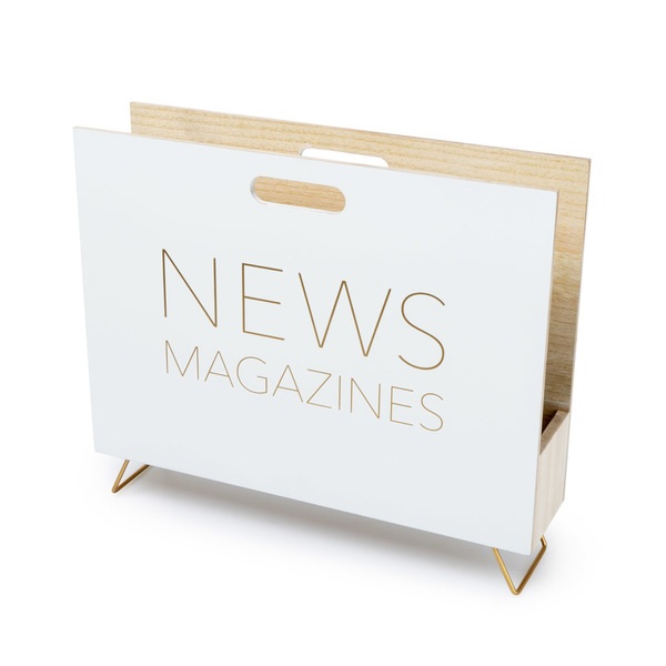 Balvi Balvi Revistero News Color blanco Para revistas catálogos y diarios Con asa Madera DM