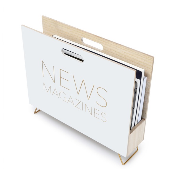 Balvi Balvi Revistero News Color blanco Para revistas catálogos y diarios Con asa Madera DM ÚLTIMAS EDICIONES