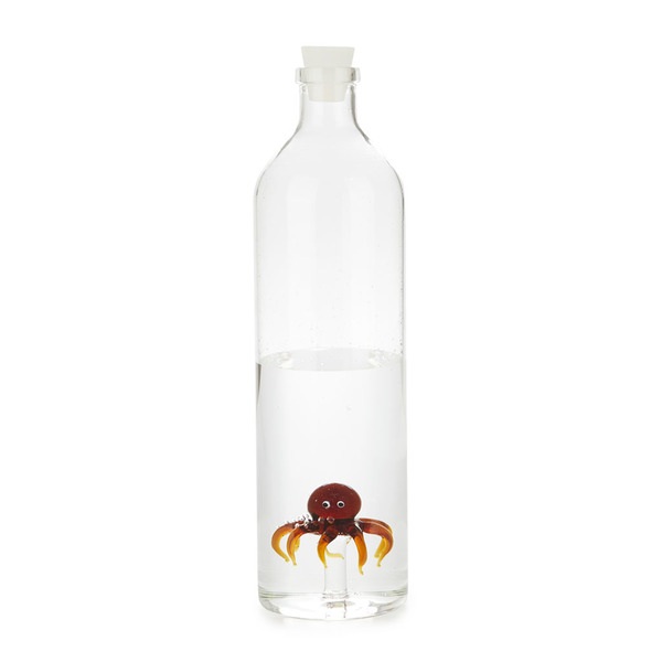 Balvi Balvi - Octopus botella de vidrio para agua. Contiene la figura de un pulpo. Incluye un tapón de sili Oferta exclusiva