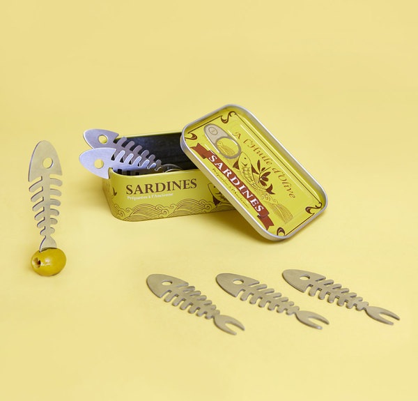 Balvi Balvi - Sardines set de 6 tenedores para aperitivo en forma de raspa de sardina y presentado en una l Ofertas especiales