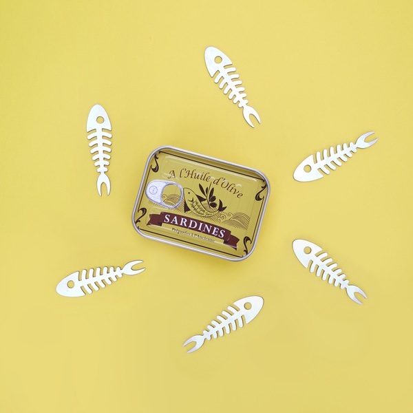 Balvi Balvi - Sardines set de 6 tenedores para aperitivo en forma de raspa de sardina y presentado en una l Ofertas especiales