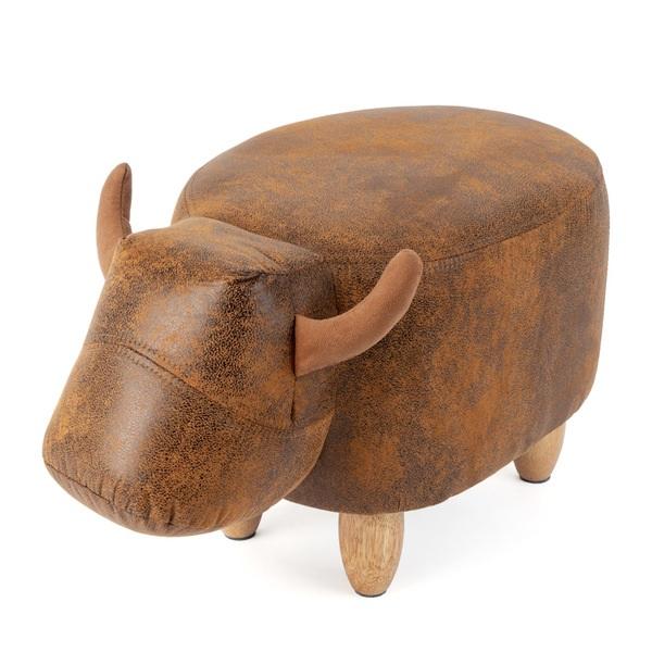 Balvi Balvi Taburete La Vache Color marrón Con forma de vaca Patas de madera Polipiel/madera