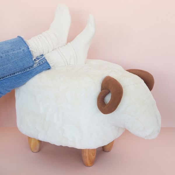 Balvi Balvi Taburete Le Mouton Color blanco Con forma de oveja Patas de madera Poliéster/madera Ofertas