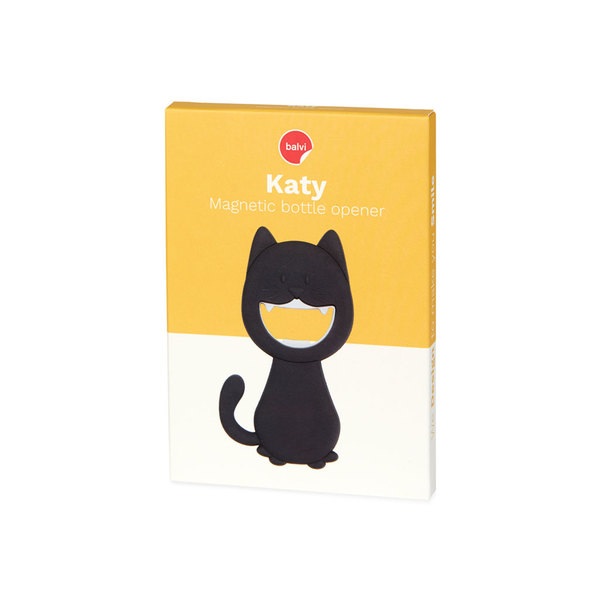 Balvi Balvi abrebotellas Katy Color gris En forma de gato Magnético Plástico PVC/metal Venta caliente