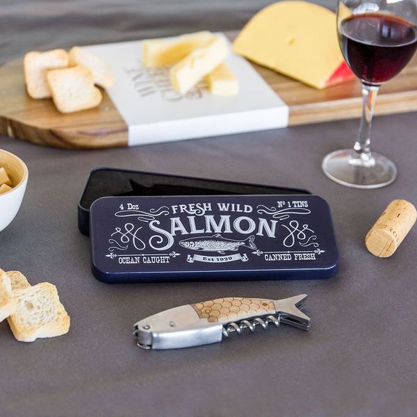 Balvi Balvi Sacacorchos Wild Salmon Abrebotellas y herramienta multifunción Con caja metálica Acero/madera Gran oferta