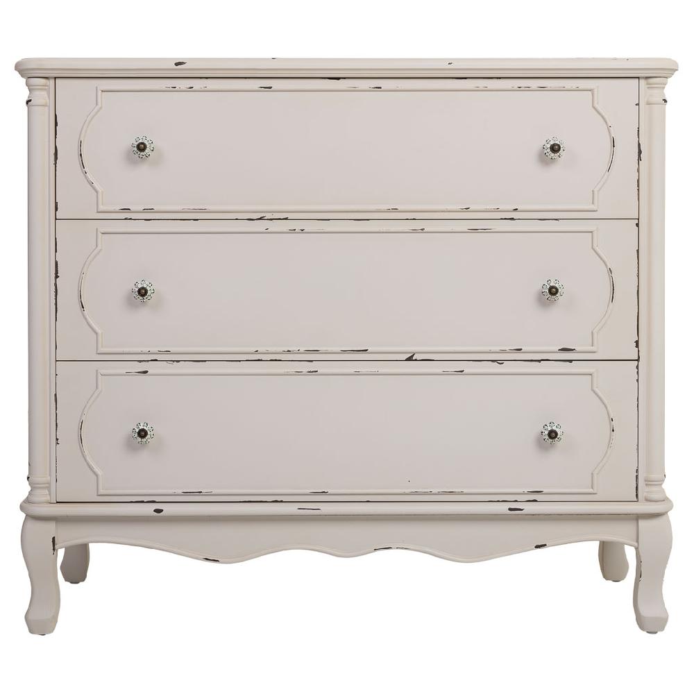 Creaciones meng MUEBLE - COMODAS Y SINFONIERS - comoda de madera blanco envejecido de 3 cajones Descuento por venta flash