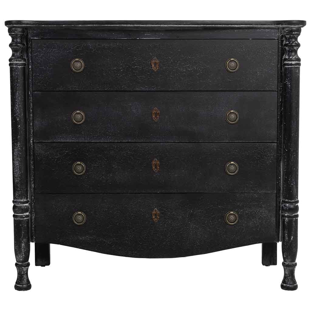 Creaciones meng MUEBLE - COMODAS Y SINFONIERS - comoda de madera lac negro envejecido de 4 cajones Ofertas especiales