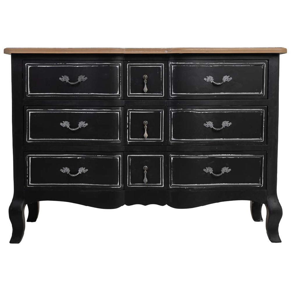 Creaciones meng MUEBLE - COMODAS Y SINFONIERS - comoda de madera lac negro envejecido de 9 cajones Rebajas de fin de temporada