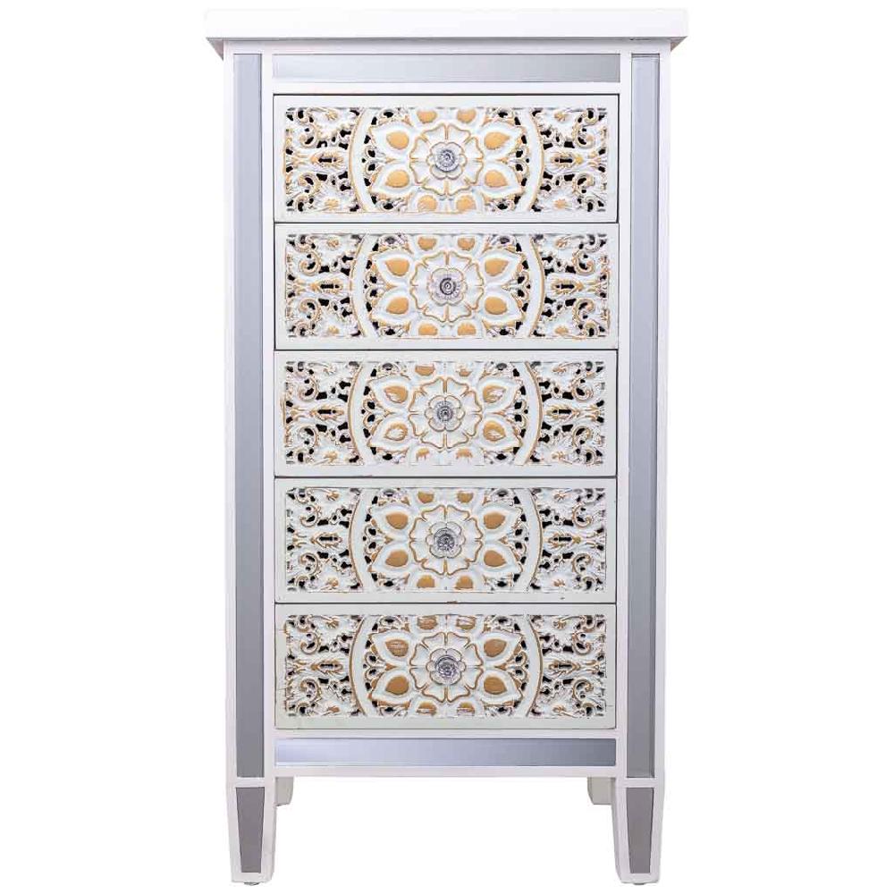 Creaciones meng MUEBLE - COMODAS Y SINFONIERS - sinfonier de madera y cristal de 5 cajones Outlet online