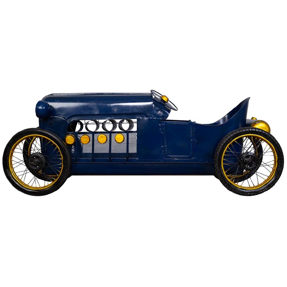 Creaciones meng MUEBLE - BARRAS DE BAR - coche barra botellero de metal y madera acabado artesanal azul Rebajas baratas