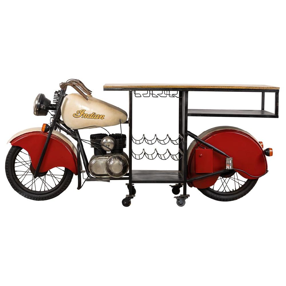 Creaciones meng MUEBLE - BARRAS DE BAR - barra botellero moto de madera y metal acabado artesanal rojo Tienda