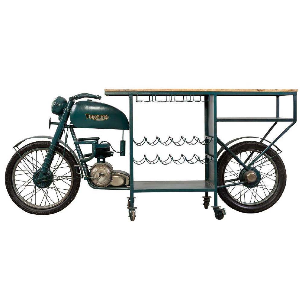 Creaciones meng MUEBLE - BARRAS DE BAR - barra botellero moto de madera y metal acabado artesanal azul Mejor oferta