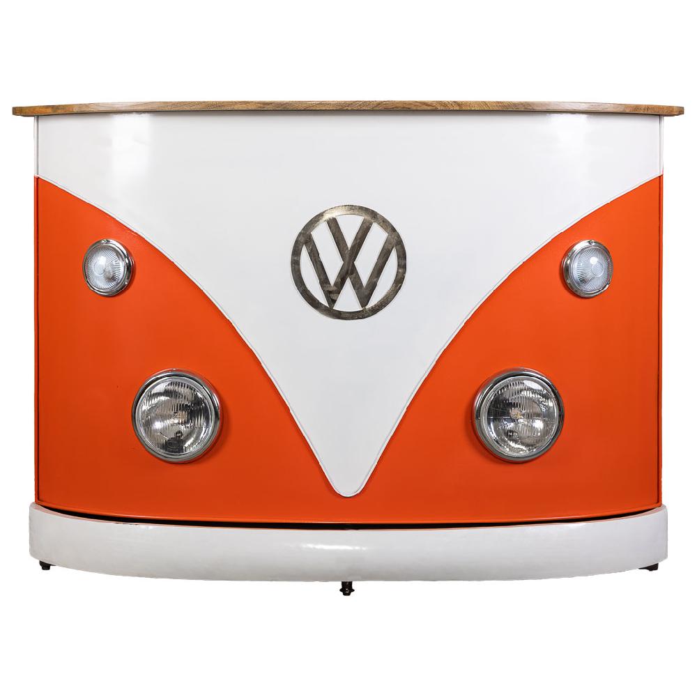 Creaciones meng MUEBLE - BARRAS DE BAR - barra botellero furgoneta de madera y metal acabado artesanal naranja con luz Rebajas online