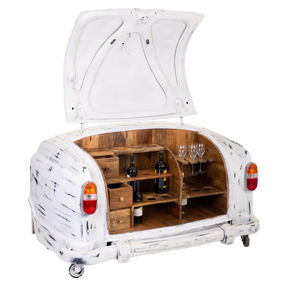 Creaciones meng MUEBLE - BARRAS DE BAR - maletero botellero de metal blanco