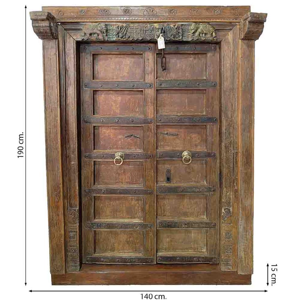 Creaciones meng MUEBLE - PUERTAS Y VENTANAS - puerta de madera marrón con acabado artesanal Solo hoy