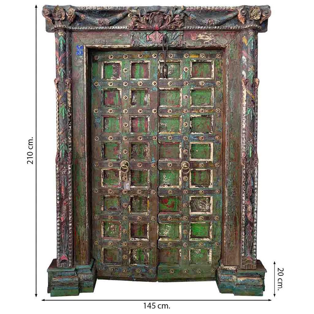 Creaciones meng MUEBLE - PUERTAS Y VENTANAS - puerta de madera verde con acabado artesanal Promoción trimestral
