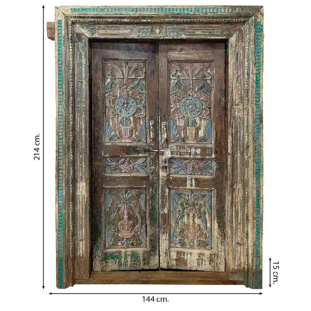 Creaciones meng MUEBLE - PUERTAS Y VENTANAS - puerta de madera marrón con acabado artesanal Tienda de fábrica