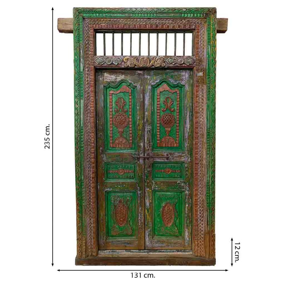 Creaciones meng MUEBLE - PUERTAS Y VENTANAS - puerta de madera verde con acabado artesanal Ahorra y exporta