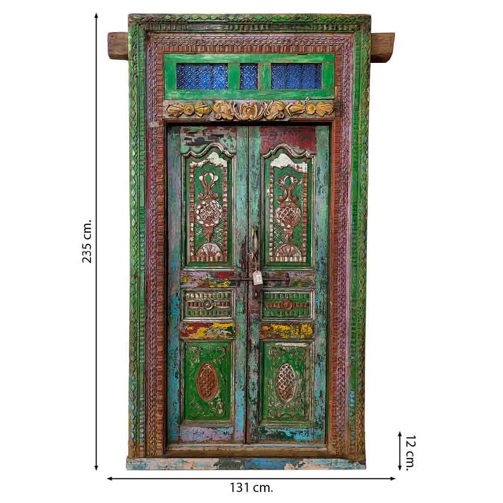 Creaciones meng MUEBLE - PUERTAS Y VENTANAS - puerta de madera verde con acabado artesanal Precios de Black Friday