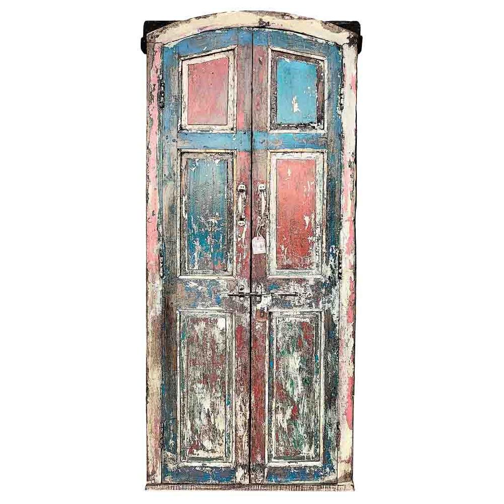Creaciones meng MUEBLE - PUERTAS Y VENTANAS - puerta de madera azul con acabado artesanal Descuento por venta flash