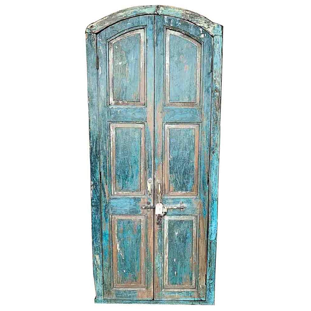Creaciones meng MUEBLE - PUERTAS Y VENTANAS - puerta de madera azul con acabado artesanal Ofertas de temporada