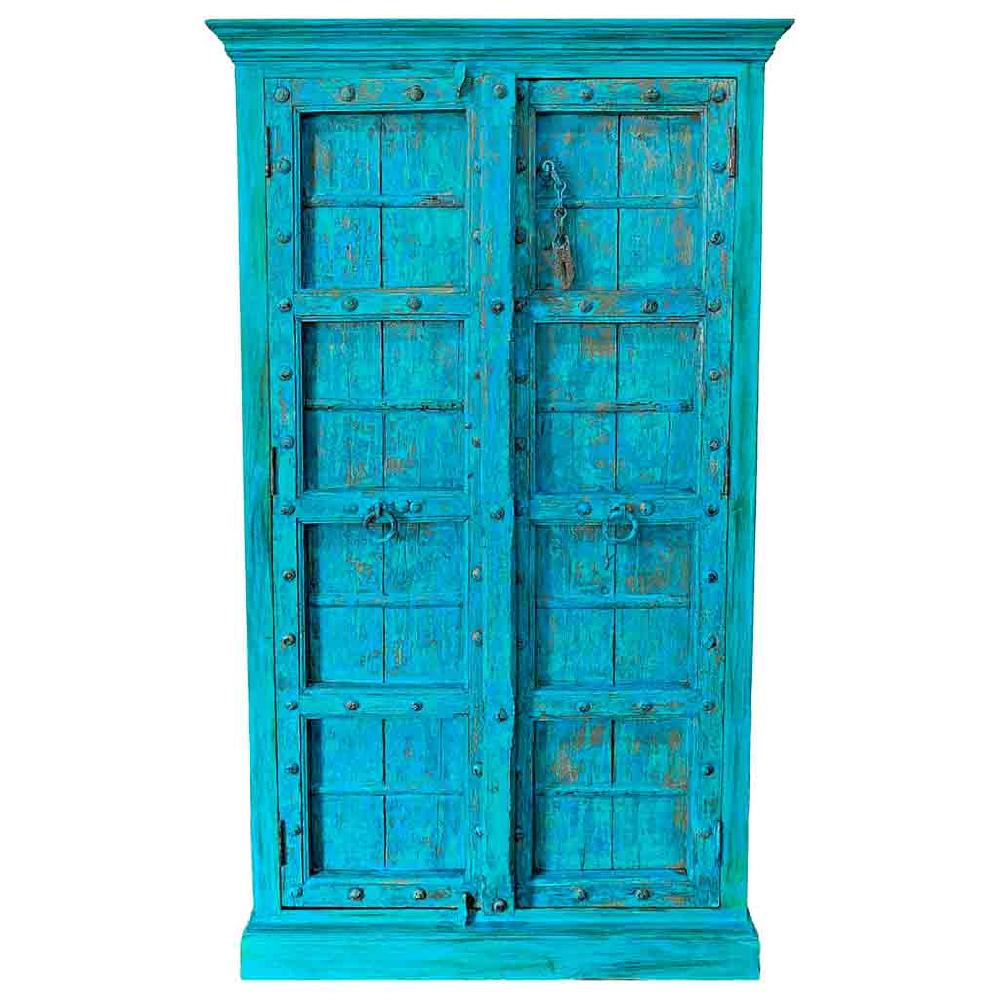 Creaciones meng MUEBLE - ARMARIO Y VITRINA - armario de madera acabado artesanal azul Tienda de fábrica