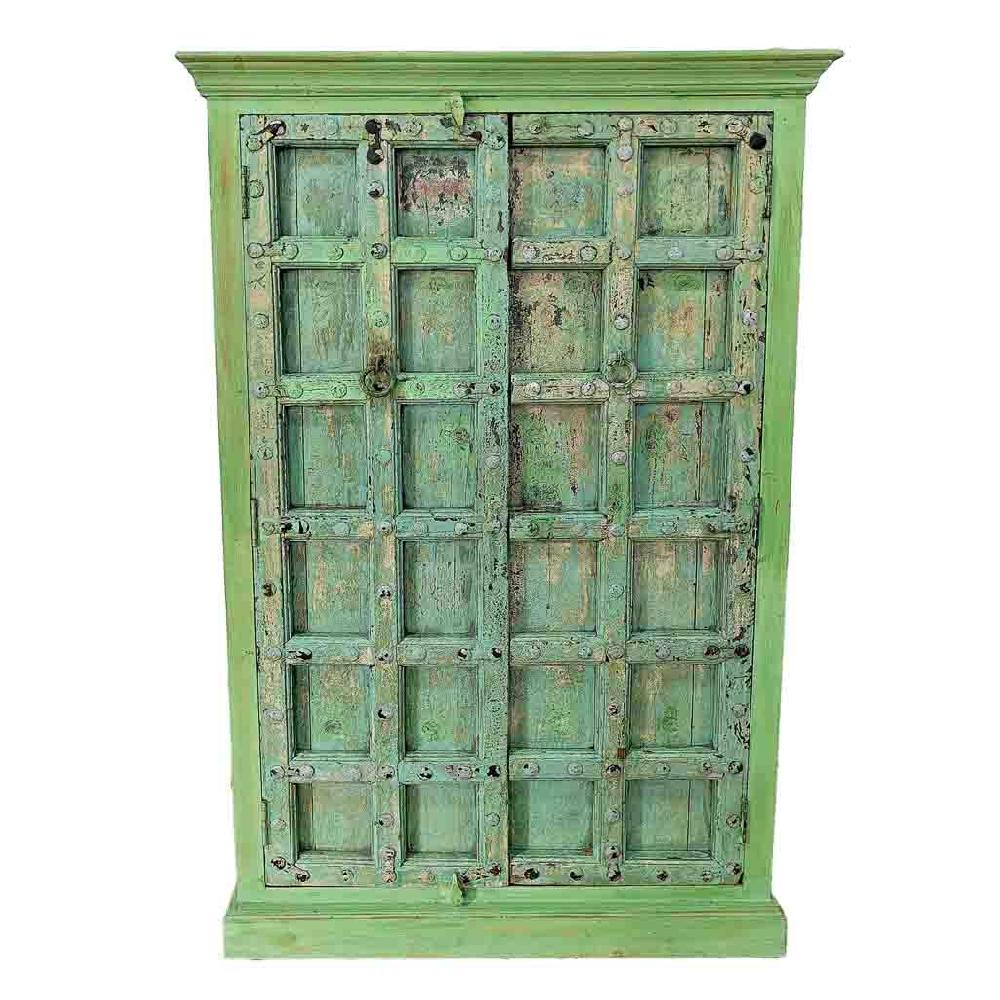 Creaciones meng MUEBLE - ARMARIO Y VITRINA - armario de madera acabado artesanal verde En oferta
