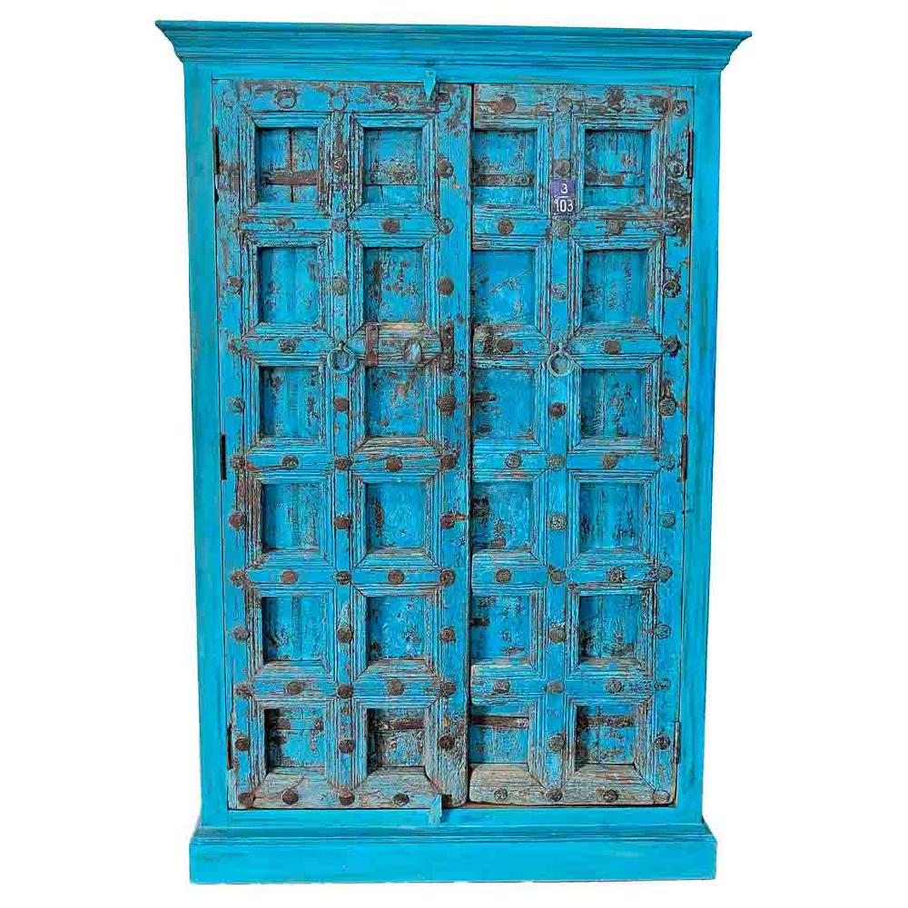 Creaciones meng MUEBLE - ARMARIO Y VITRINA - armario de madera acabado artesanal azul Libre de impuestos