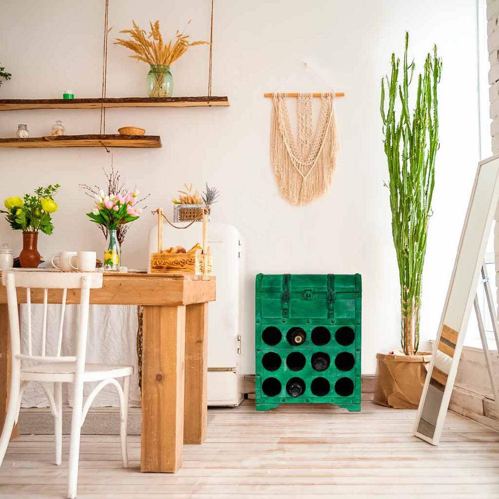 Creaciones meng MUEBLE - MUEBLES BOTELLEROS - baul botellero de madera con arcon y hueco de 12 botellas Últimos 2 días