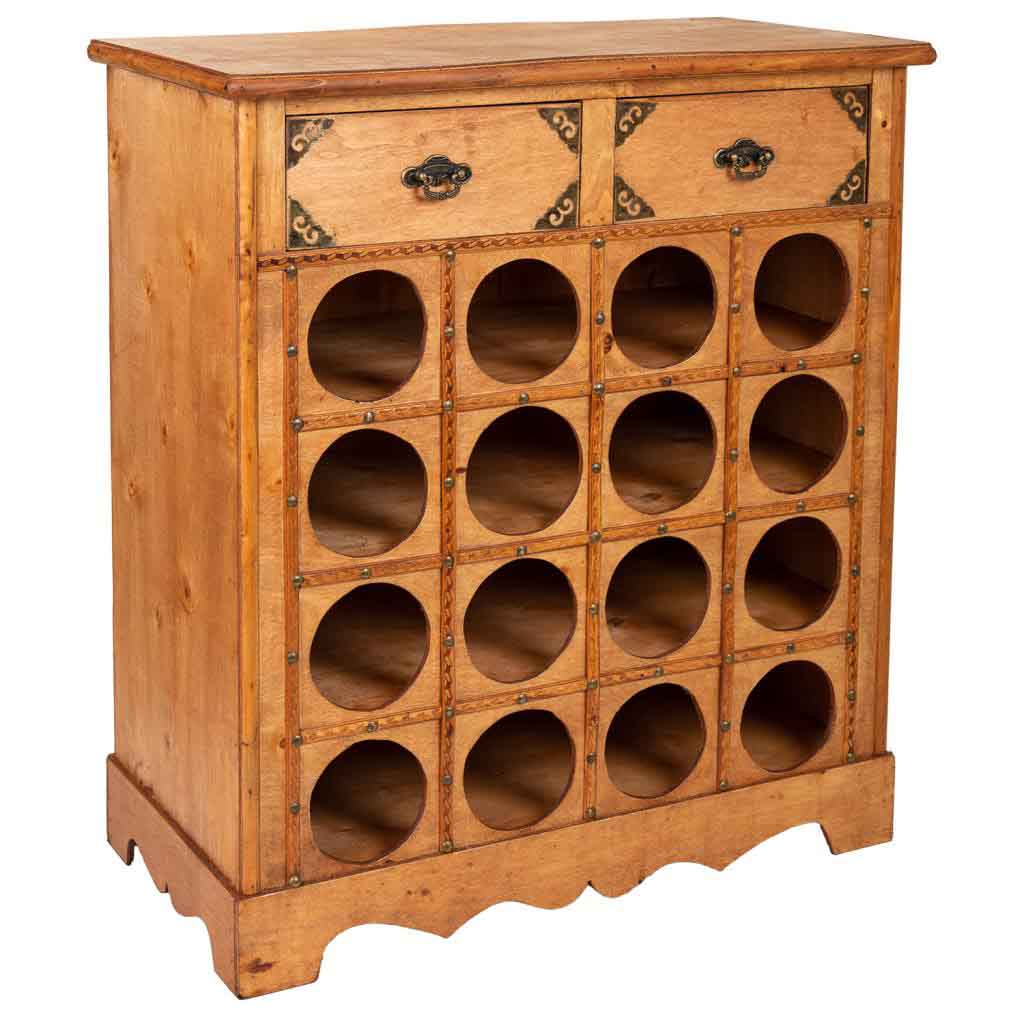 Creaciones meng MUEBLE - MUEBLES BOTELLEROS - mueble botellero de madera miel con 2 cajones