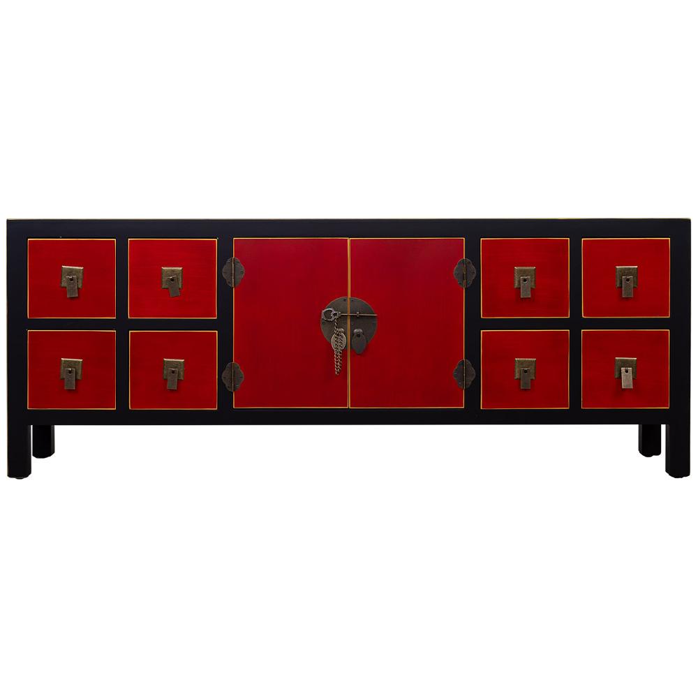 Creaciones meng MUEBLE - MUEBLES TELEVISION - mueble bajo de madera de 8 cajones y 2 puertas Solo hoy