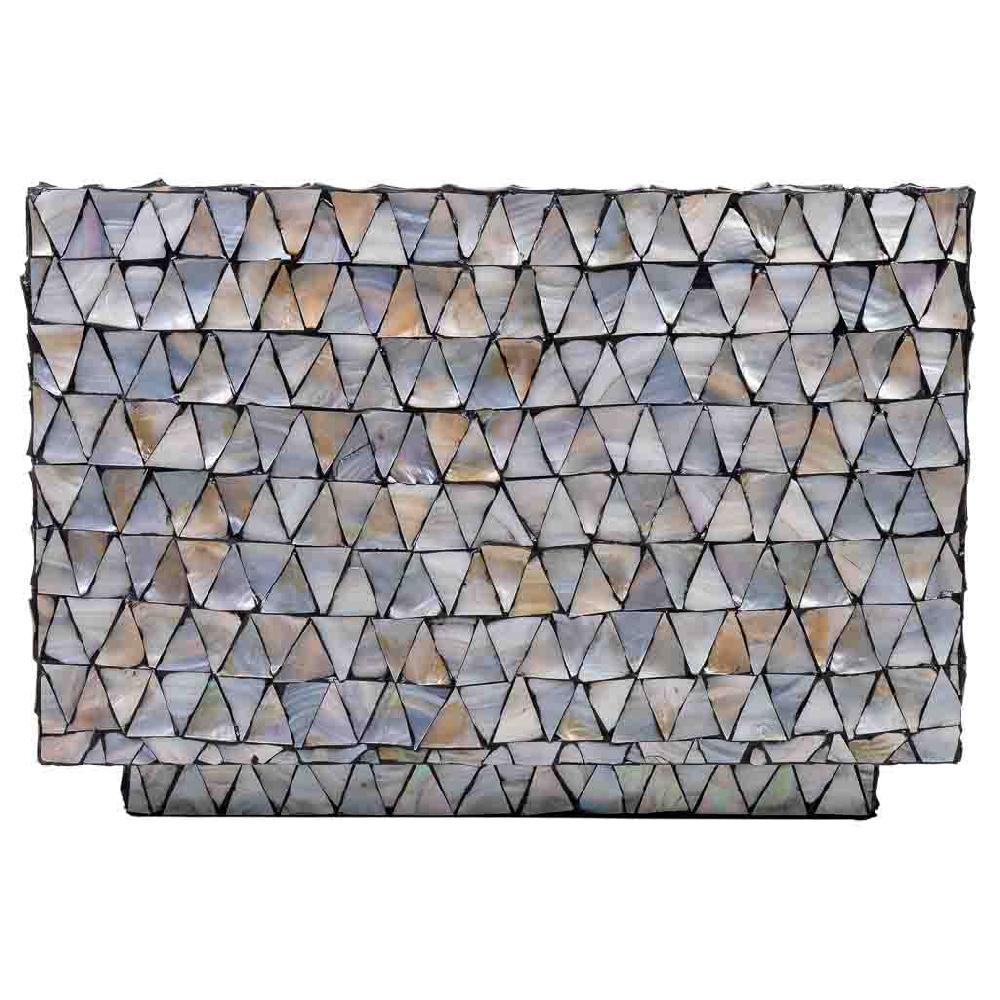 Creaciones meng MUEBLE - MESAS DE CENTRO - mesa de centro de madera y madreperla gris En oferta