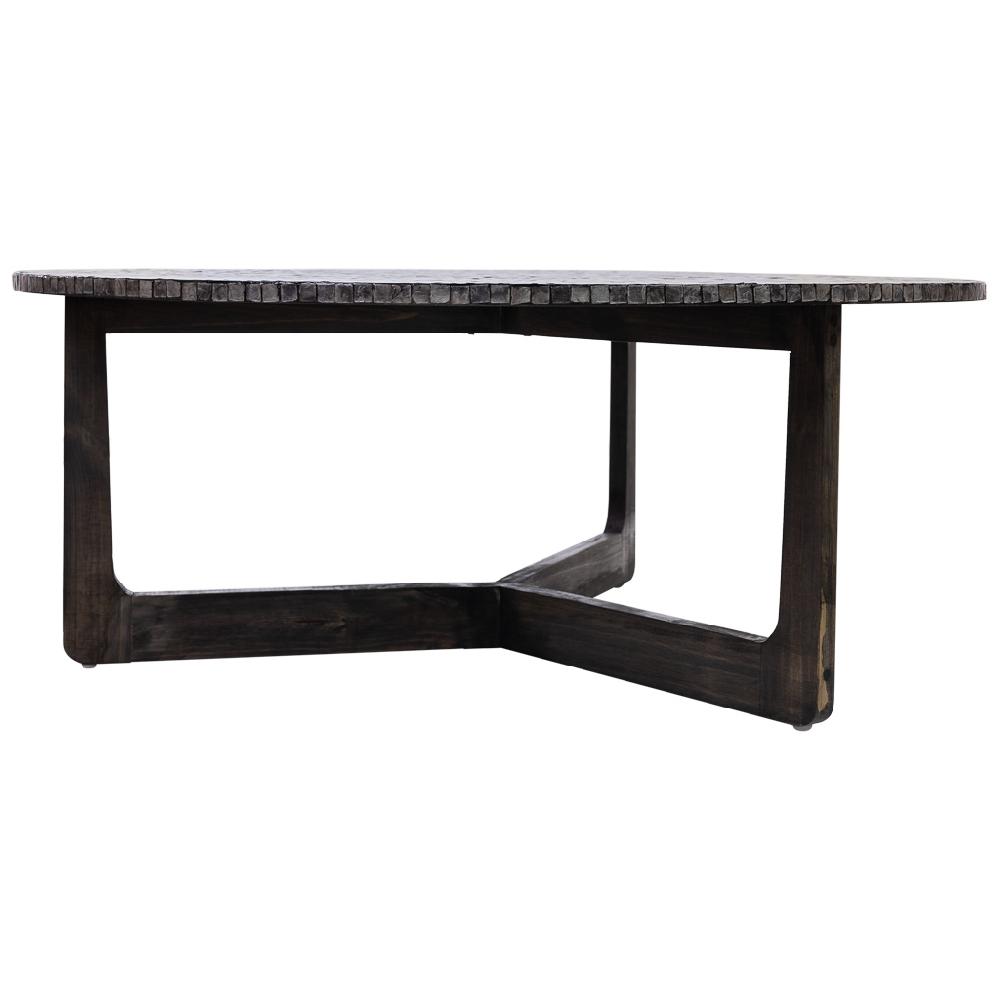 Creaciones meng MUEBLE - MESAS DE CENTRO - mesa de centro de madera y capiz gris Oferta exclusiva