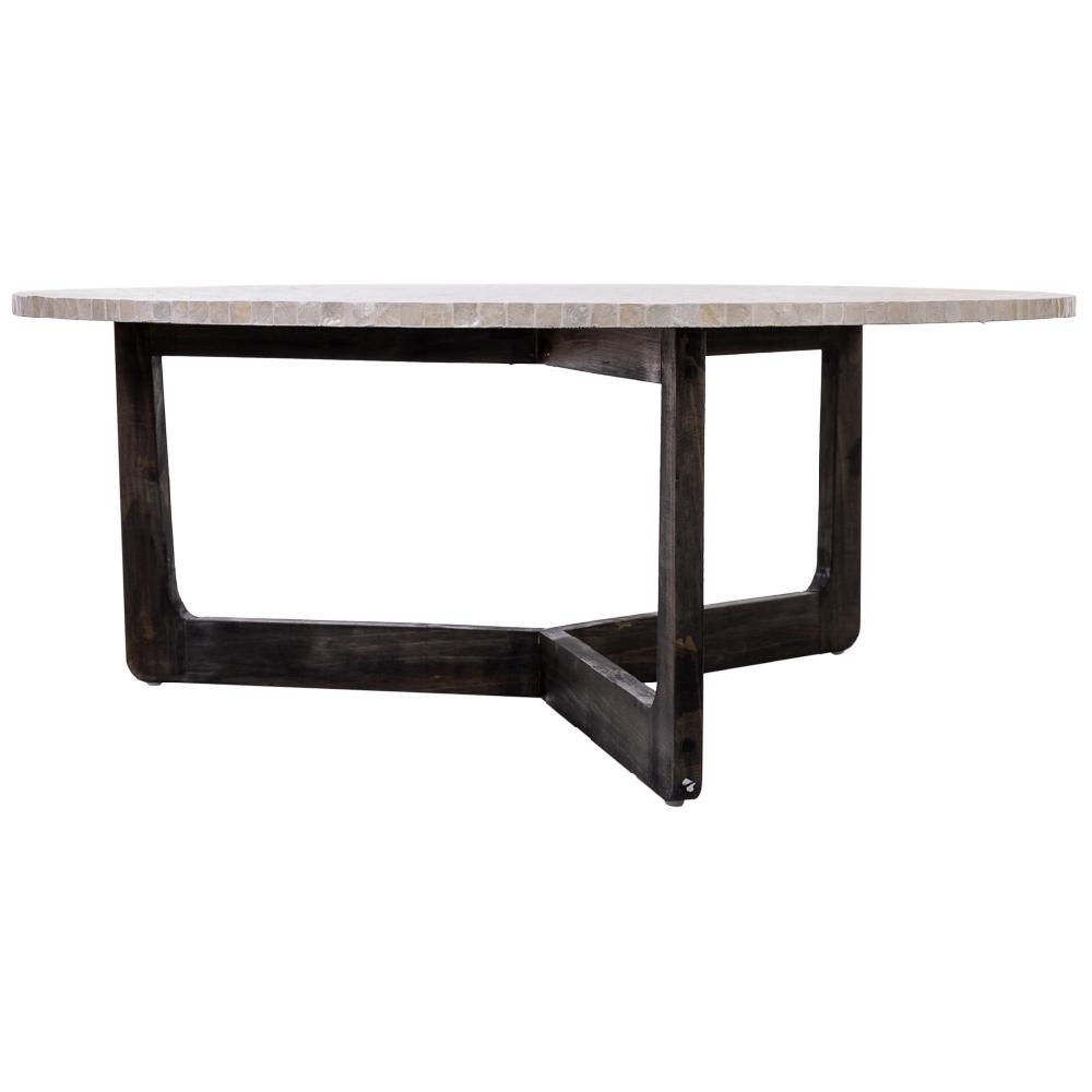 Creaciones meng MUEBLE - MESAS DE CENTRO - mesa de centro de madera y capiz blanco Última moda