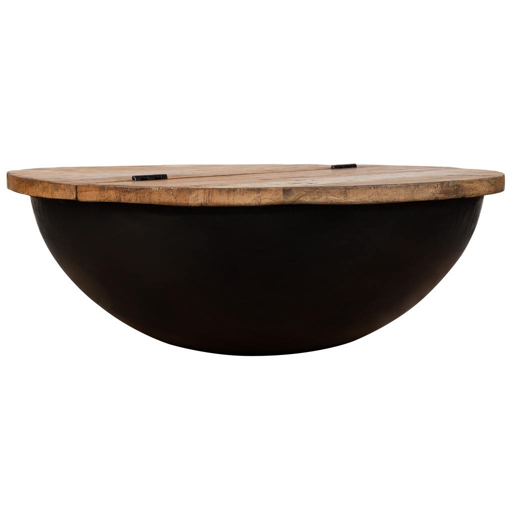 Creaciones meng MUEBLE - MESAS DE CENTRO - mesa de centro de madera y metal negro Ofertas de temporada
