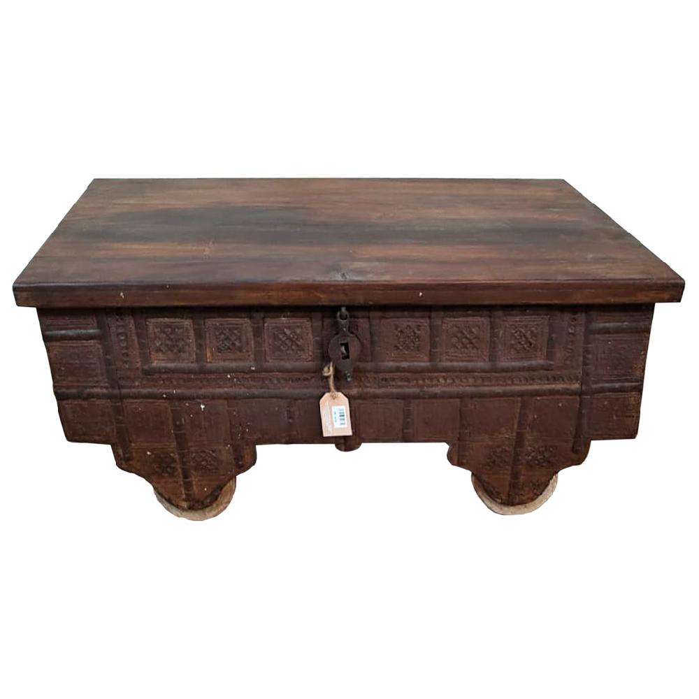 Creaciones meng MUEBLE - MESAS DE CENTRO - mesa baul de madera y metal acabado artesanal marron Ofertas