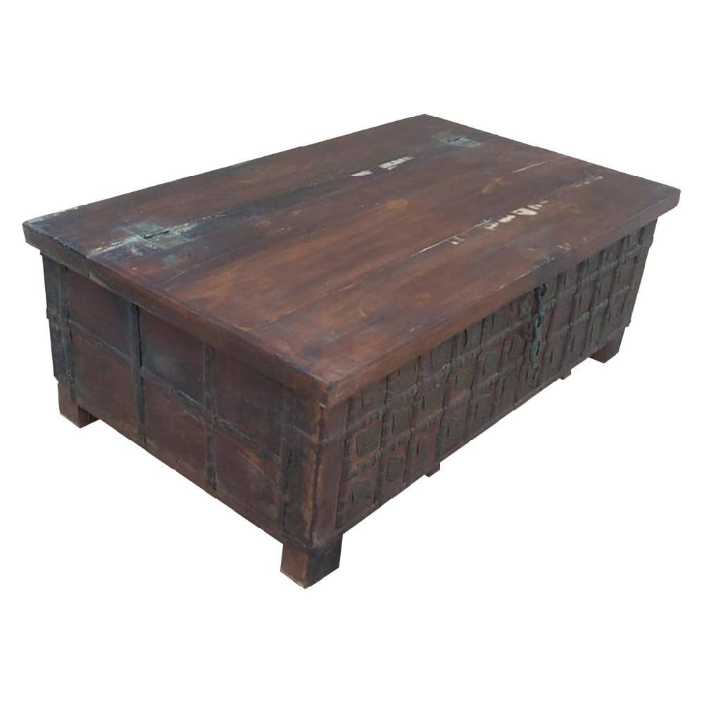 Creaciones meng MUEBLE - MESAS DE CENTRO - mesa baul de centro de madera acabado artesanal marron