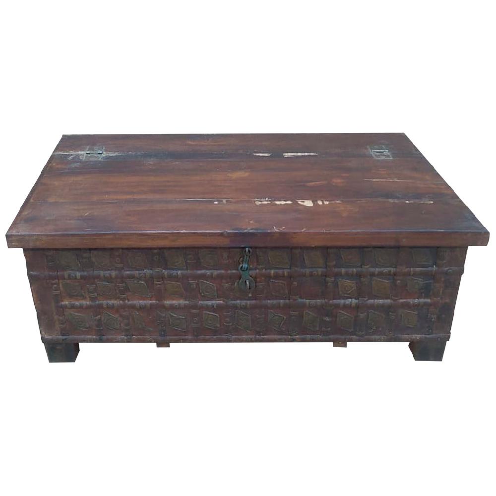 Creaciones meng MUEBLE - MESAS DE CENTRO - mesa baul de centro de madera acabado artesanal marron Gran oferta
