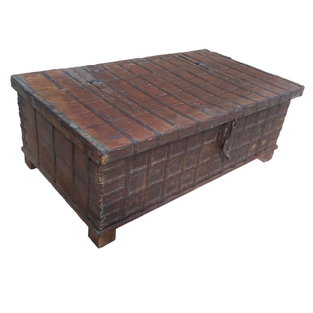 Creaciones meng MUEBLE - MESAS DE CENTRO - mesa baul de centro de madera acabado artesanal marron