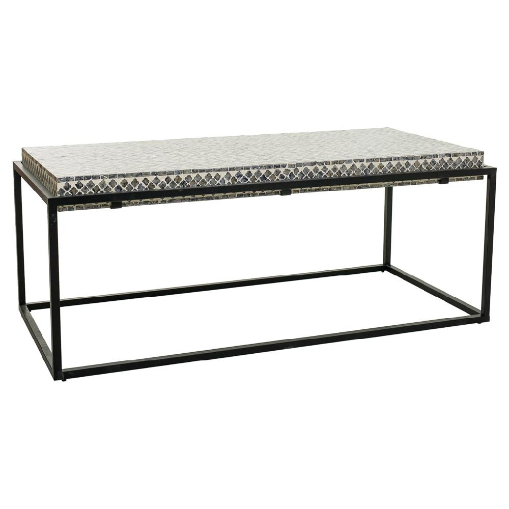 Creaciones meng MUEBLE - MESAS DE CENTRO - mesa de centro rectangular de madera acabado en capiz gris
