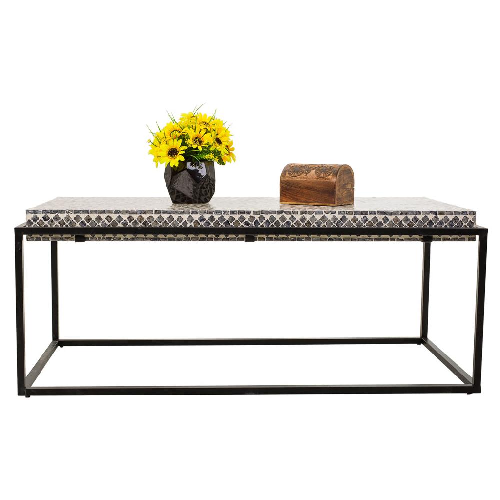 Creaciones meng MUEBLE - MESAS DE CENTRO - mesa de centro rectangular de madera acabado en capiz gris Tienda