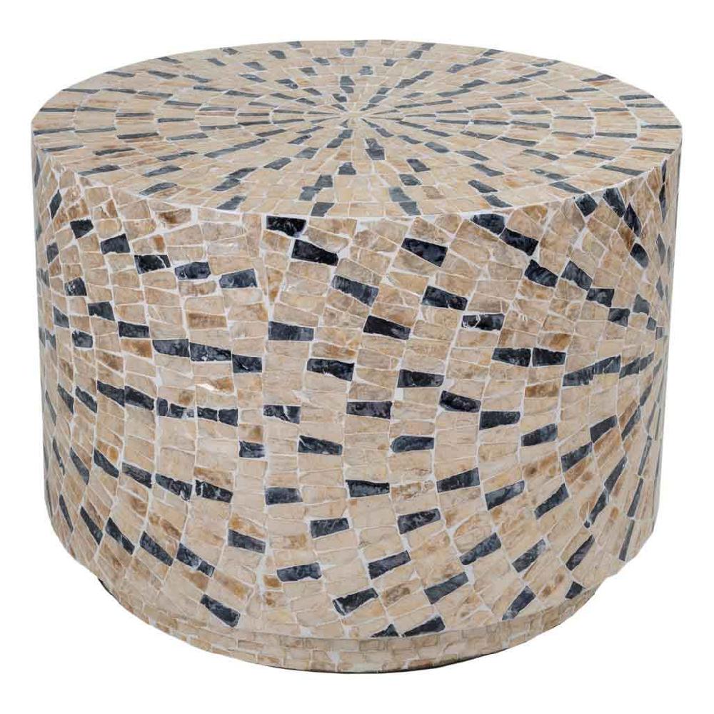 Creaciones meng MUEBLE - MESAS DE CENTRO - mesa de centro redonda de madera acabado en capiz marron