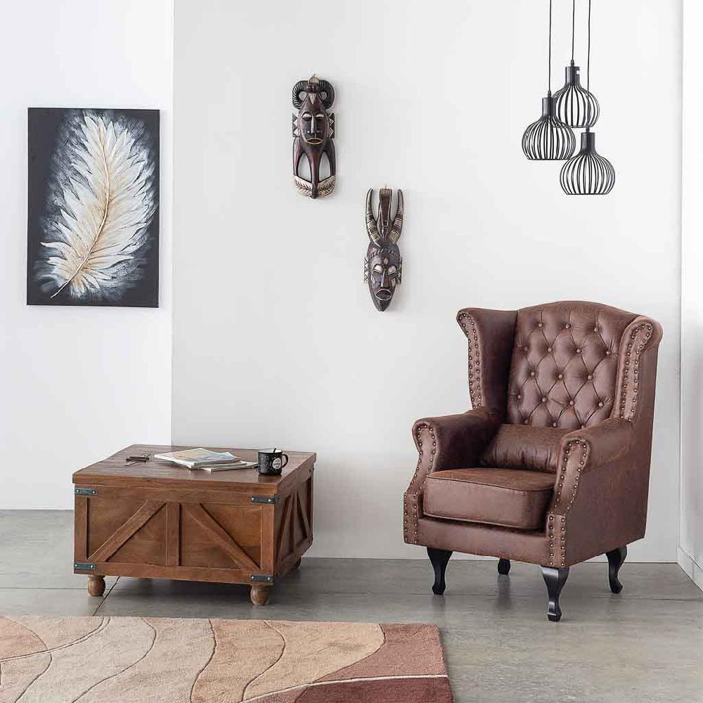 Creaciones meng MUEBLE - MESAS DE CENTRO - mesa baul de centro de madera marron Liquidación