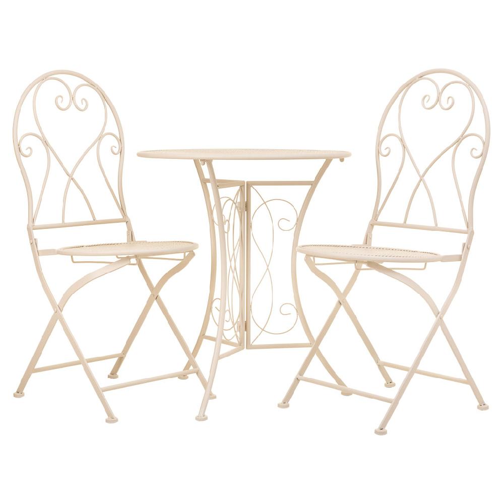 Creaciones meng MUEBLE - CONJUNTOS DE JARDÍN - conjunto de mesa y dos sillas de forja blanco Promoción por tiempo limitado